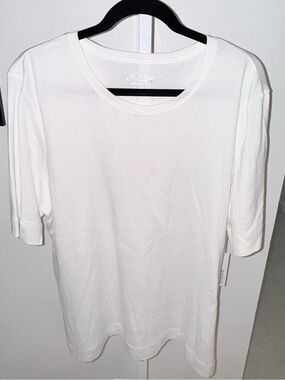 Chico's White Cotton Crew Neck Tee